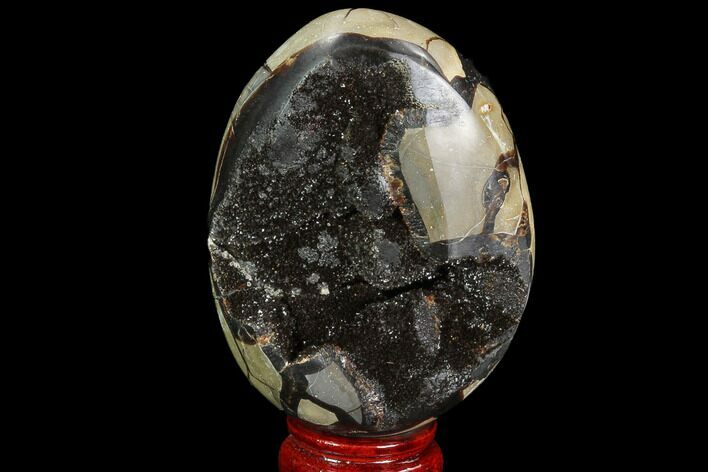 Septarian Dragon Egg Geode - Black Crystals #96028